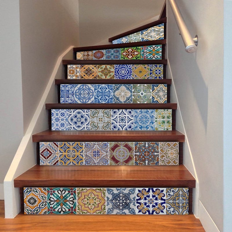 TUOKING 6 Strips Stair Risers Stickers Peel and Stick Stair Decals Removable Self-Adhesive Vinyl Staircase Stickers, 39.37" L x 7.08" W for 6 Steps - Image 4